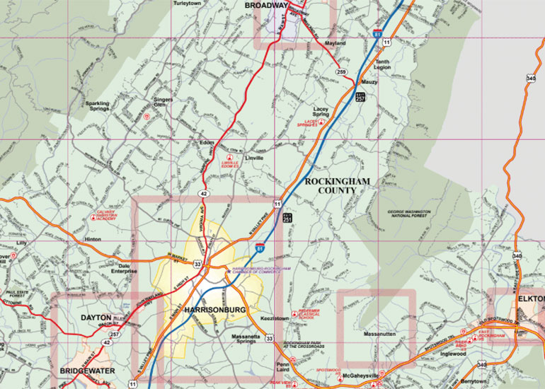 Harrisonburg-Rockingham VA Map - Town Square Publications